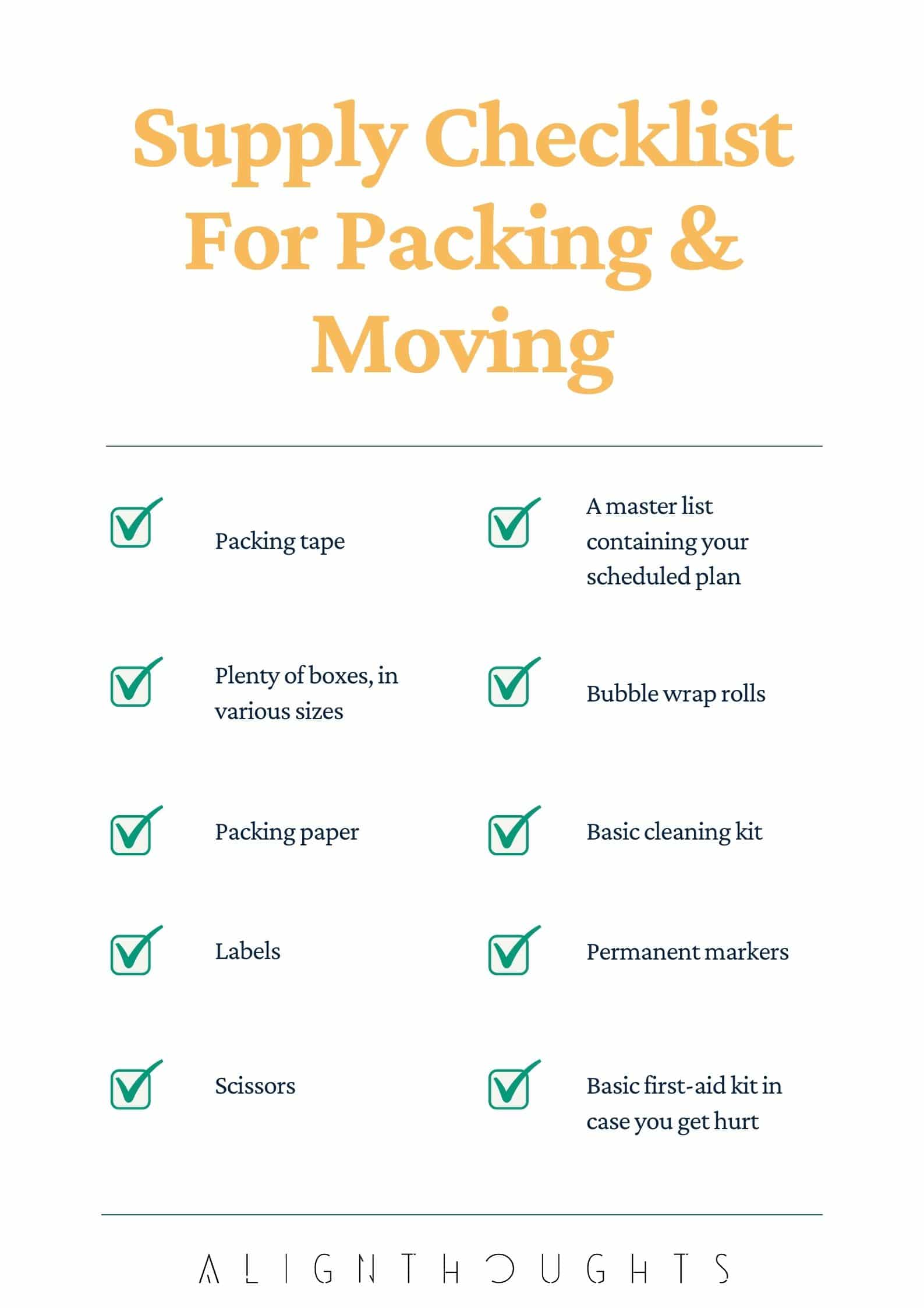 supply checklist for stress free packing and moving-alignthoughts